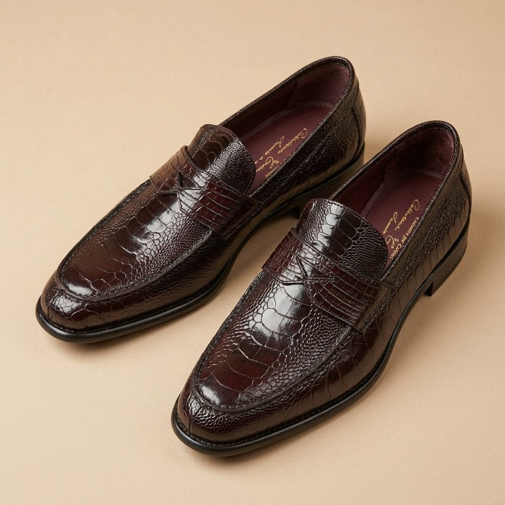 Marfa Ostrich Leg & Caiman Crocodile Loafers - Preorder