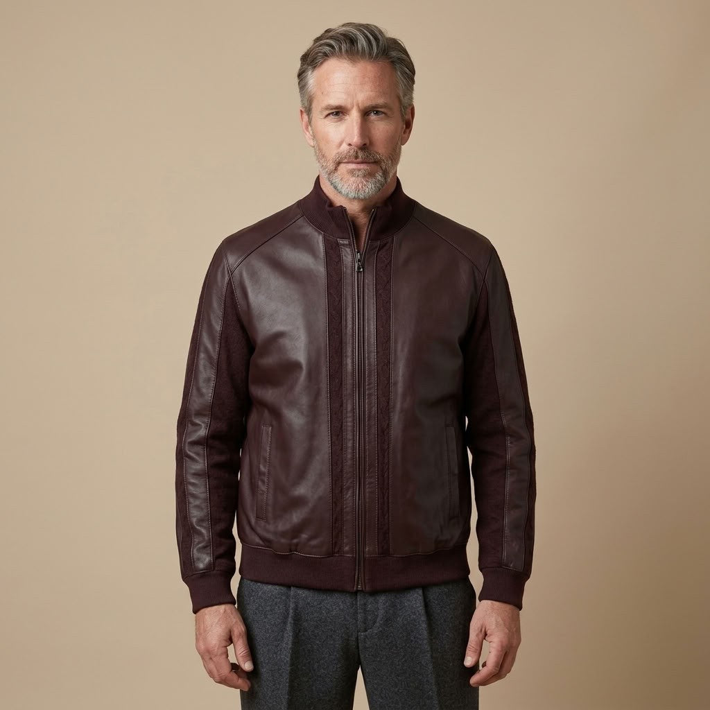 Torras 100% Leather and Zipped Knit Jacket L42H425