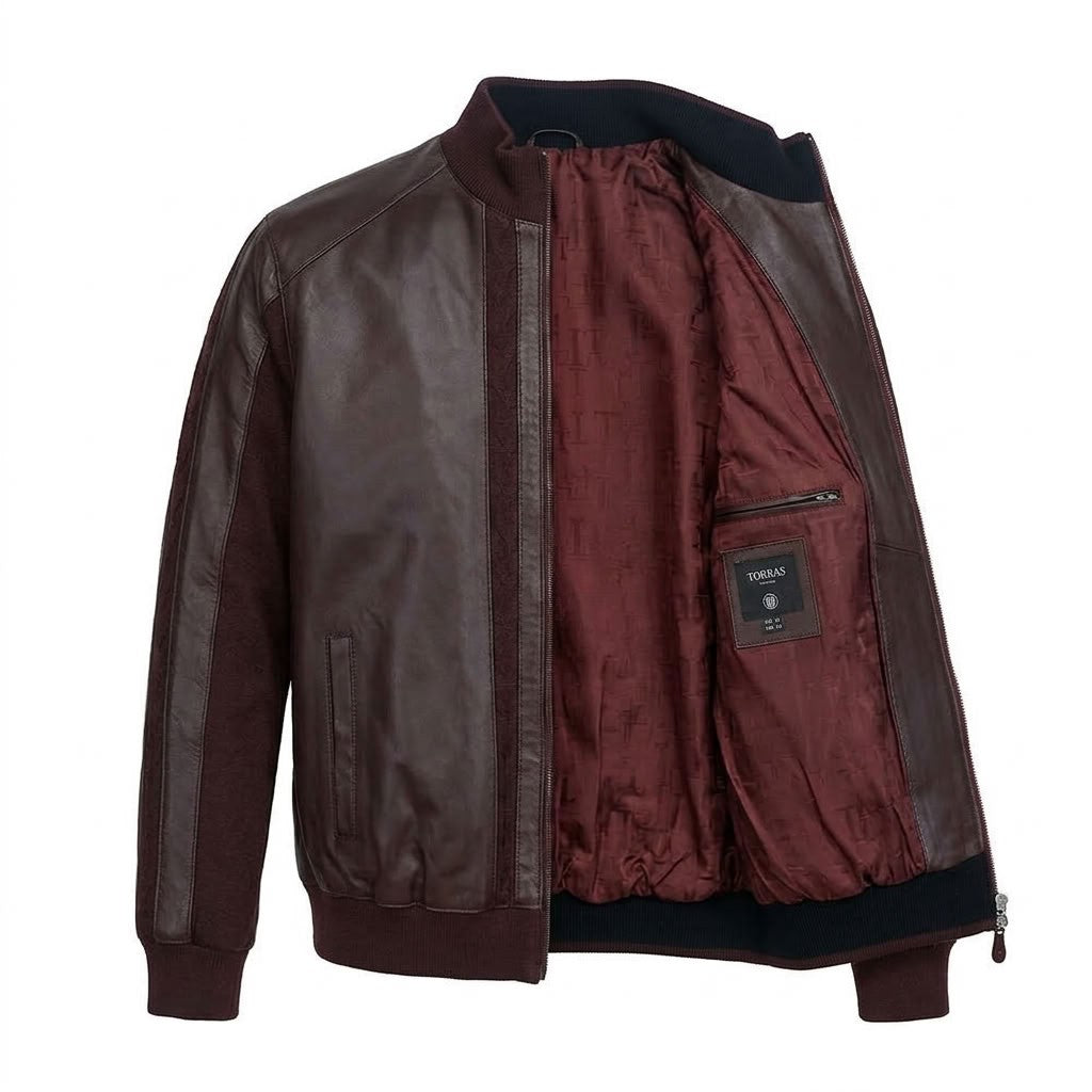 Torras 100% Leather and Zipped Knit Jacket L42H425