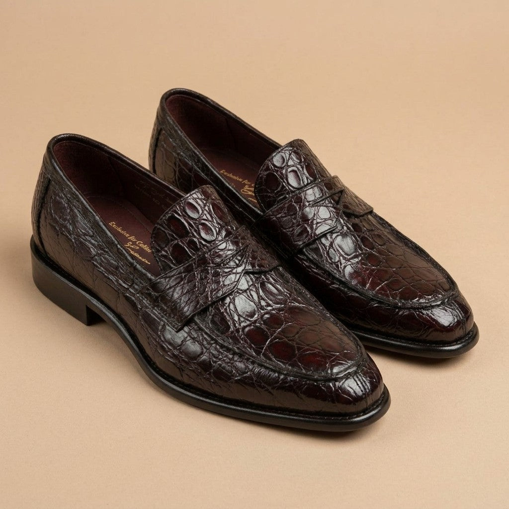 Marfa Calzoleria Toscana Crocodile Caiman Flanks Loafers - Preorder