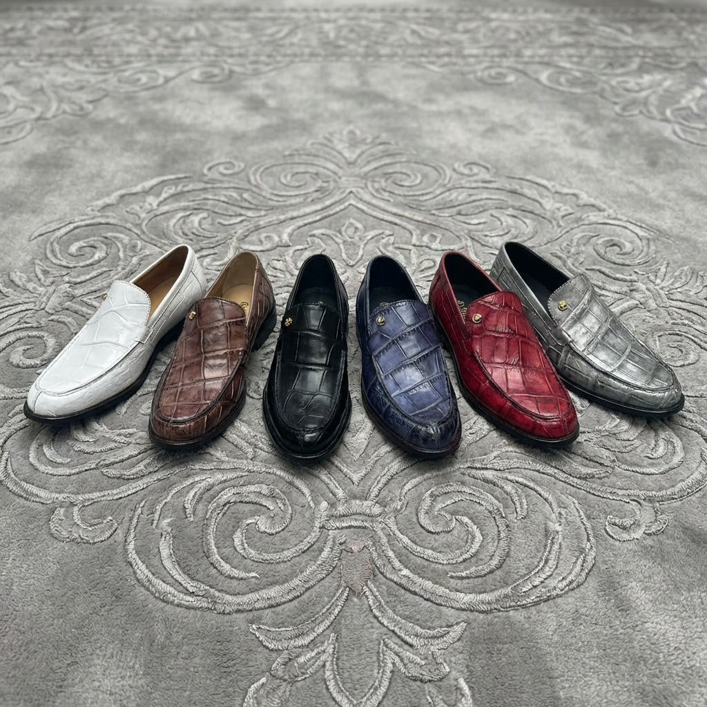 Mauri 1028 Alligator Loafer shoes with textured canvas upper and classic slip-on design, stylish men's footwear.