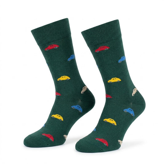 Cellini Uomo Distretto73 men's Filoscozia cotton car socks in green, featuring a comfortable design and stylish pattern.