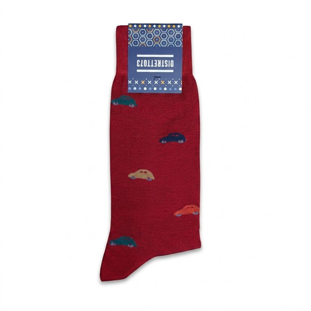 Cellini Uomo Distretto73 men's Filoscozia cotton car socks with detailed pattern, designed for comfortable casual wear.