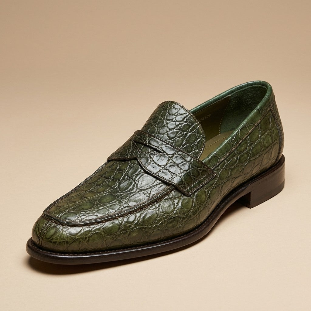 Marfa Calzoleria Toscana Crocodile Caiman Flanks Loafers - Preorder