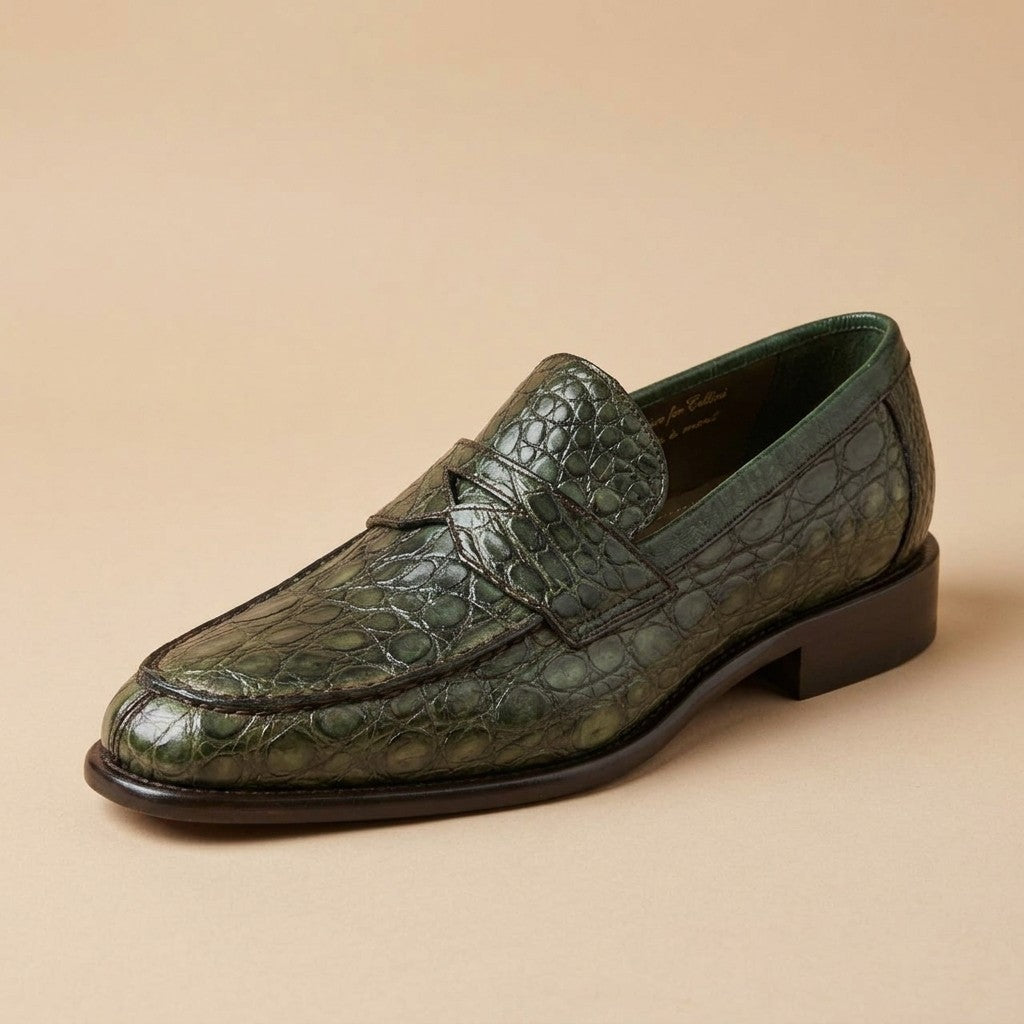 Marfa Calzoleria Toscana Crocodile Caiman Flanks Loafers - Preorder