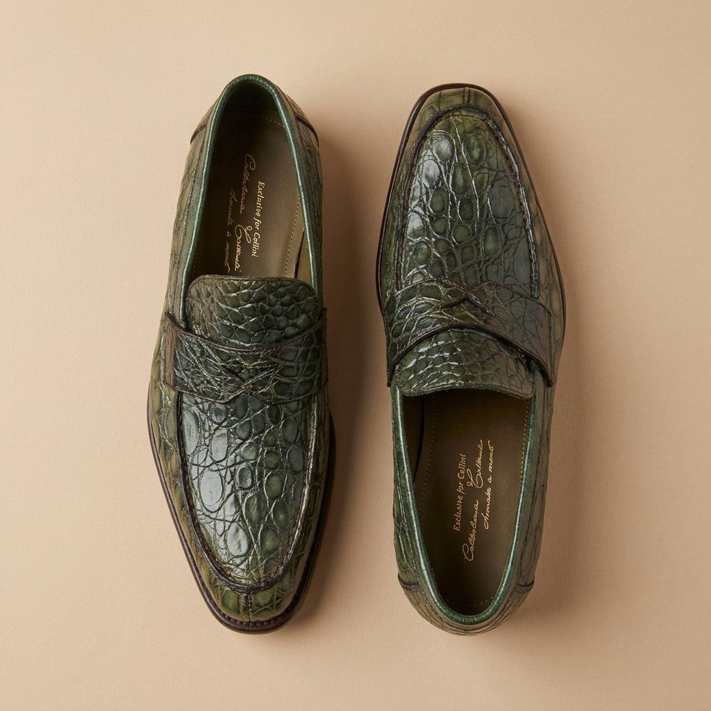 Marfa Calzoleria Toscana Crocodile Caiman Flanks Loafers - Preorder