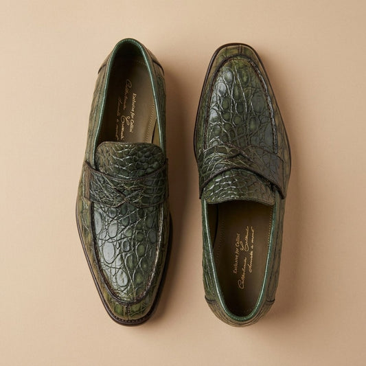 Marfa Calzoleria Toscana Crocodile Caiman Flanks Loafers - Preorder