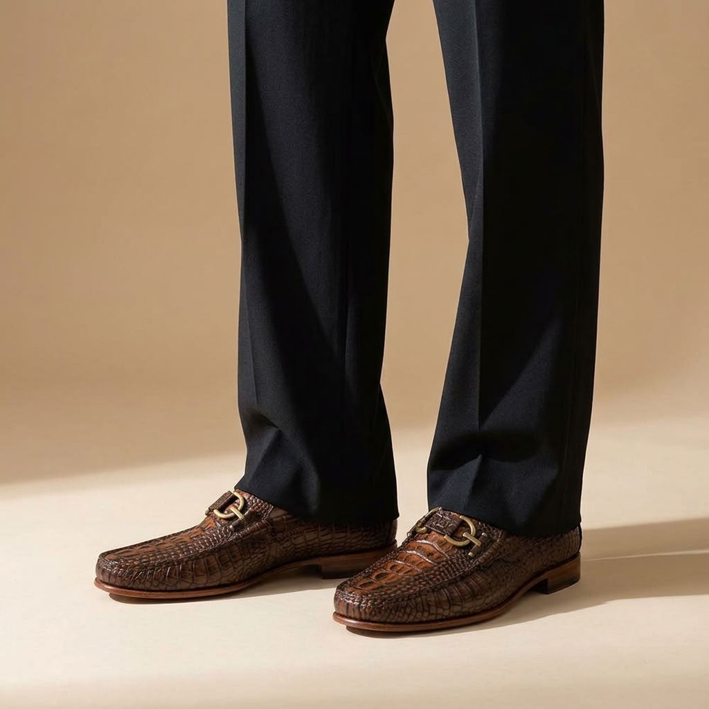 Donald Pliner DACIO Embossed Crocodile Leather Slip On Shoes