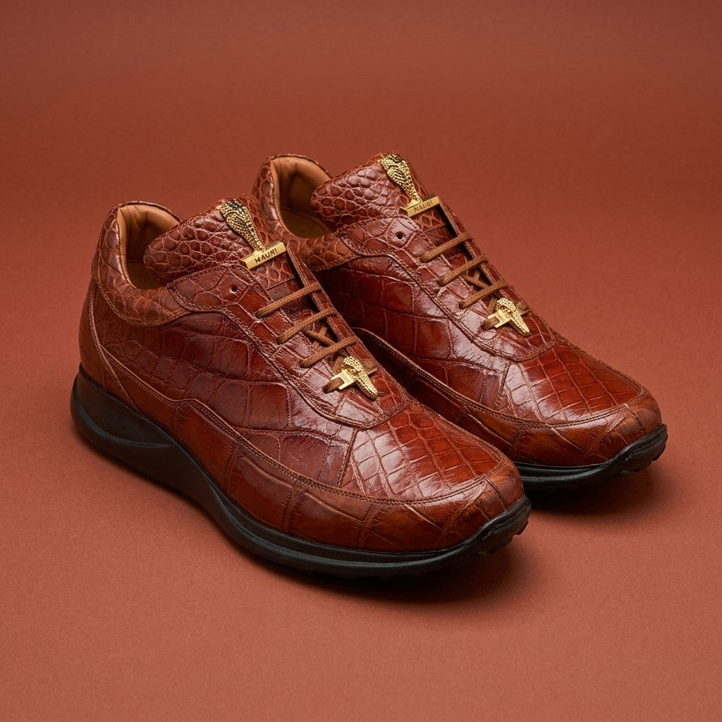 Golden Mauri 8900 Alligator Sneakers featuring textured alligator pattern and stylish design, perfect for casual wear.
