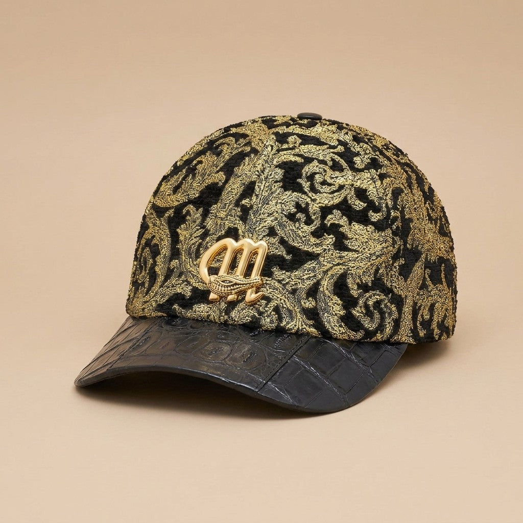 Mauri Fabric Gold & Crocodile Hat