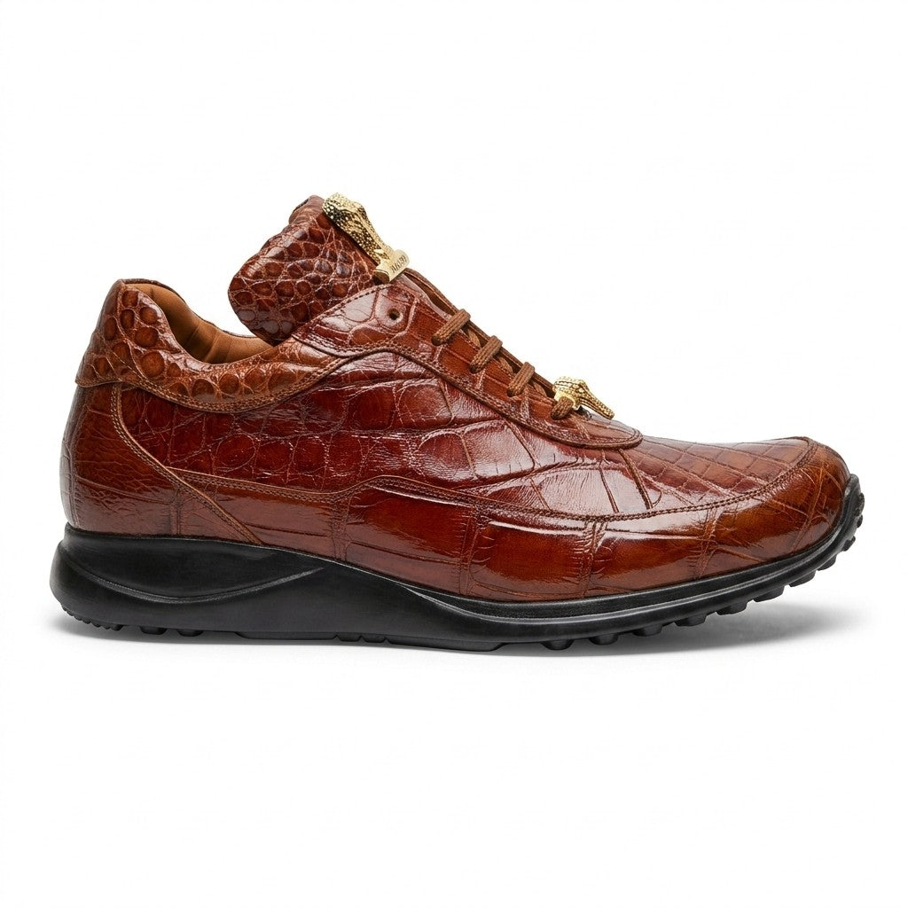 Mauri 8900 Alligator Sneakers in gold, stylish casual sneakers with textured alligator pattern and comfortable sole.