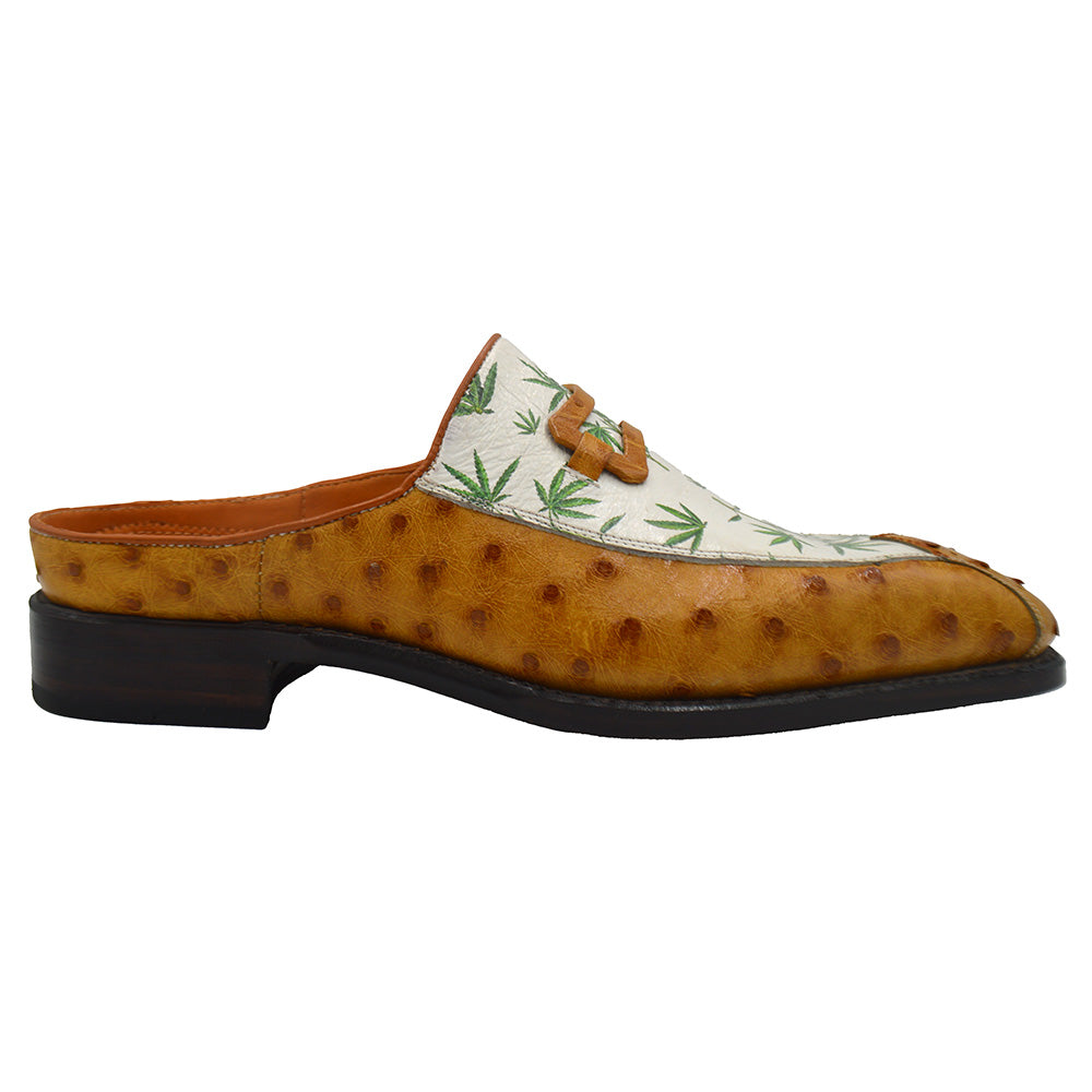 Sheriff Collection 2408 Half Shoes Green and Tan Ostrich