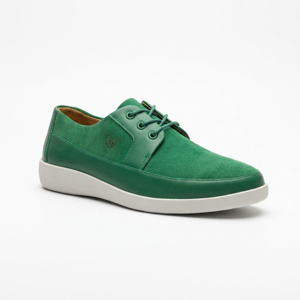 Johnny Famous New York Park West low top sneakers in vibrant green with white soles, showcasing stylish casual footwear.
