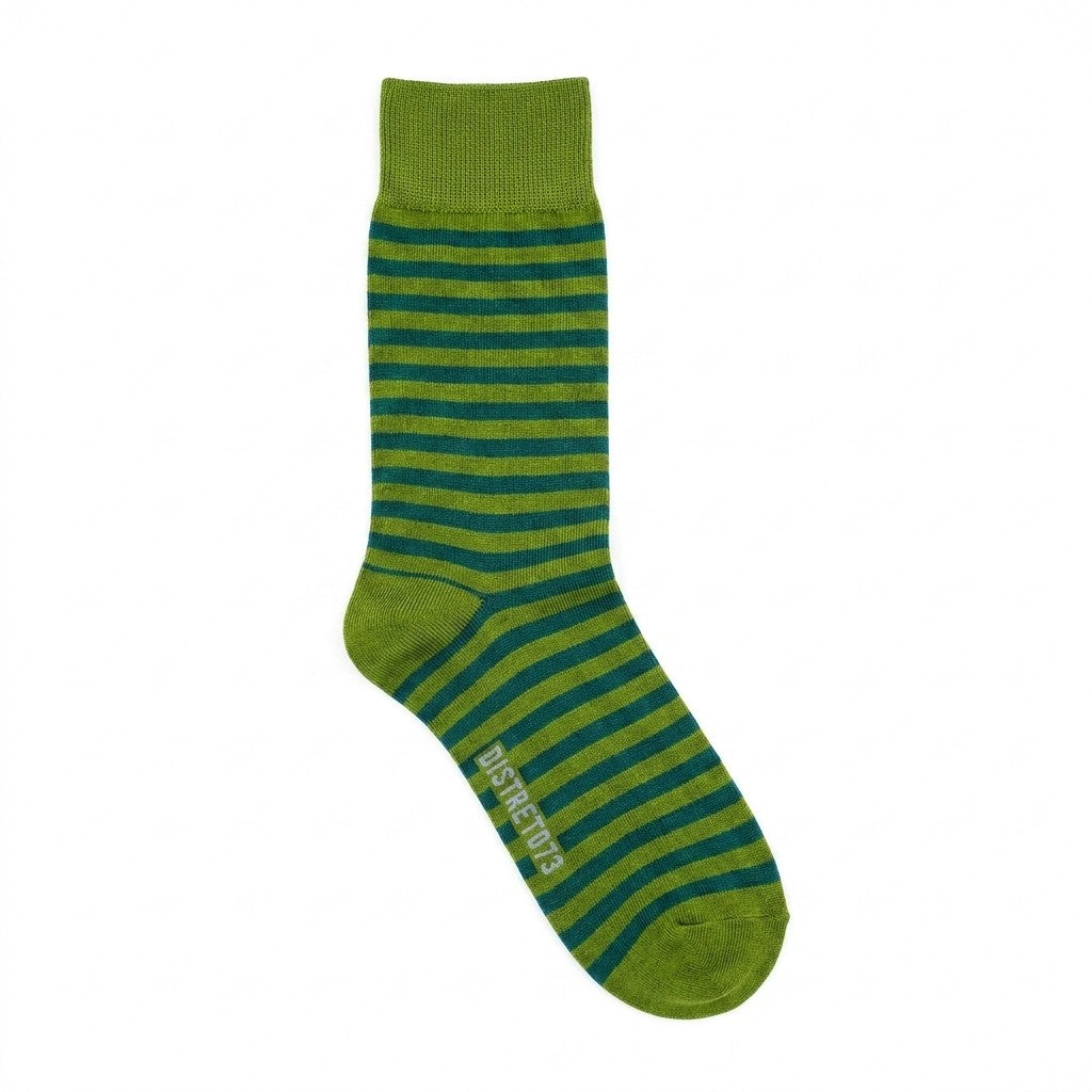 Green men's Filoscozia cotton striped crew socks by Cellini Uomo, featuring a comfortable fit and stylish design