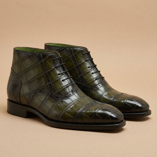 Sheriff Collection Green Alligator Skin Wingtip Boot 21117