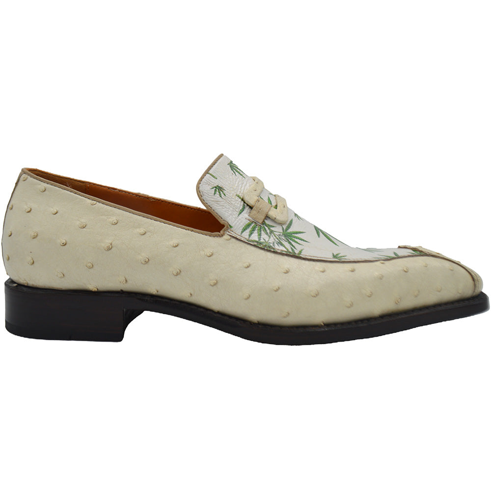 Sheriff Collection 2415-2002 Shoes Green and Beige Ostrich