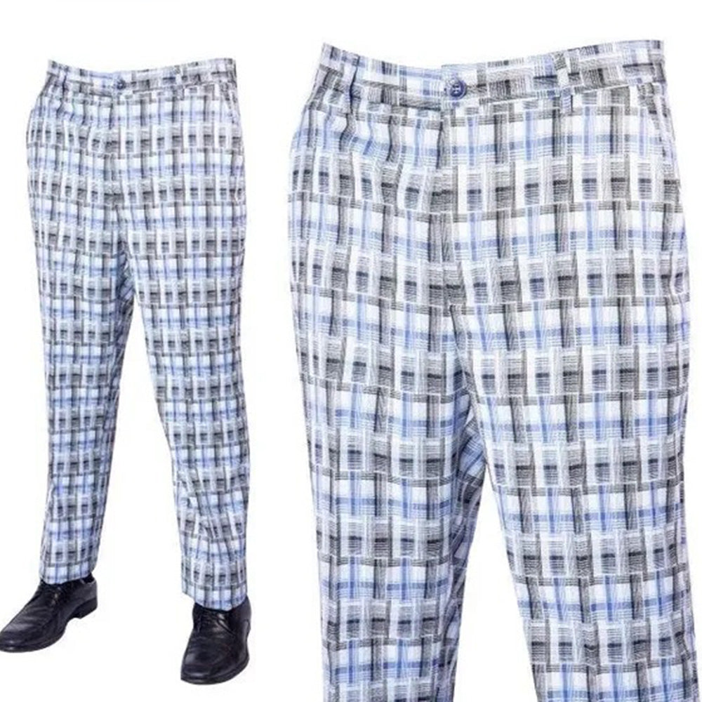 Prestige Blue and White Plaid Pants 105 | Cellini Uomo