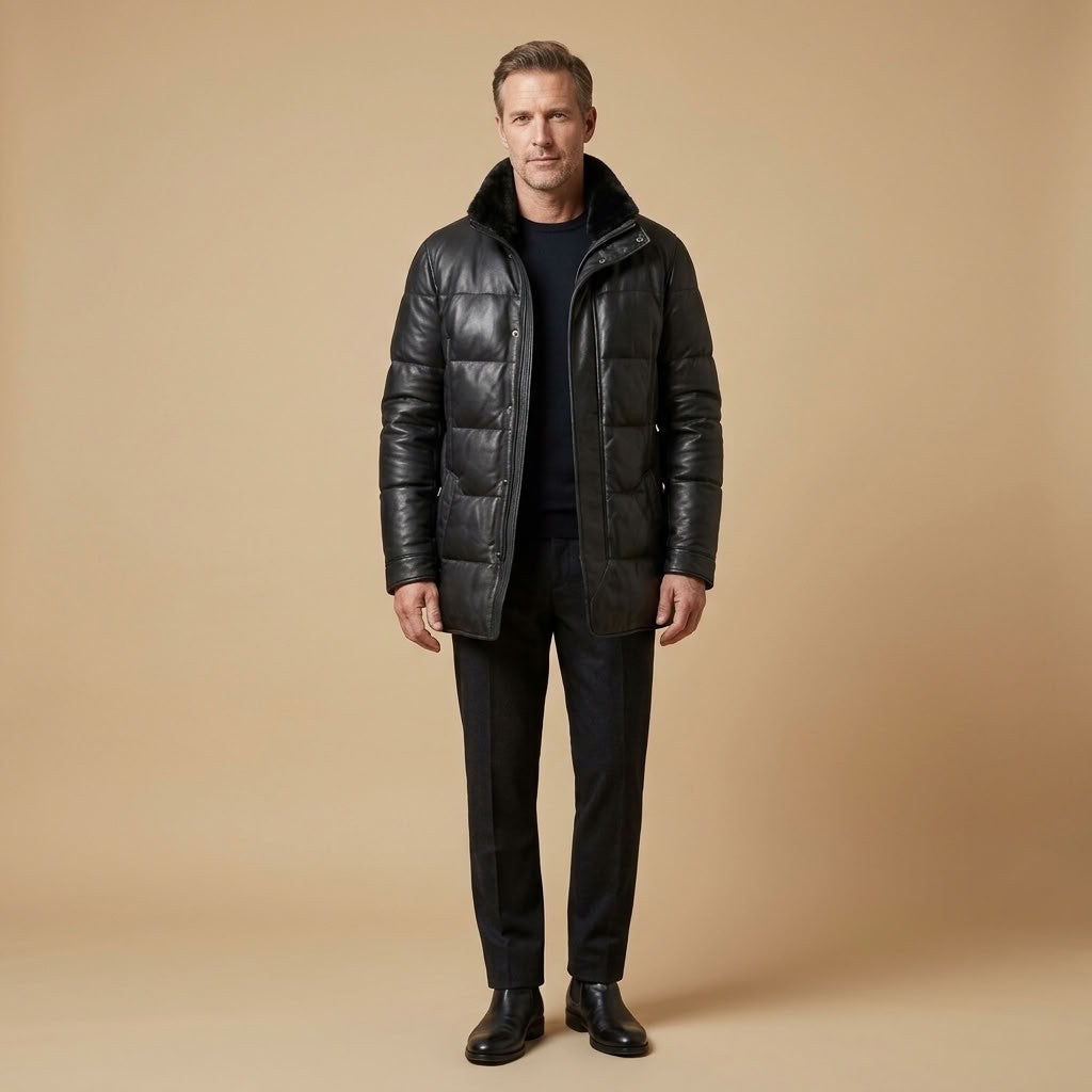 Torras Black Shearling & Leather Coat