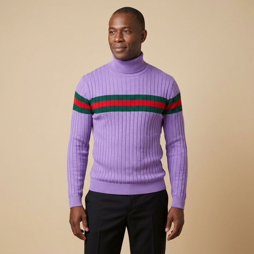 Prestige SW-331 Lilac Ribbed Turtleneck Sweater