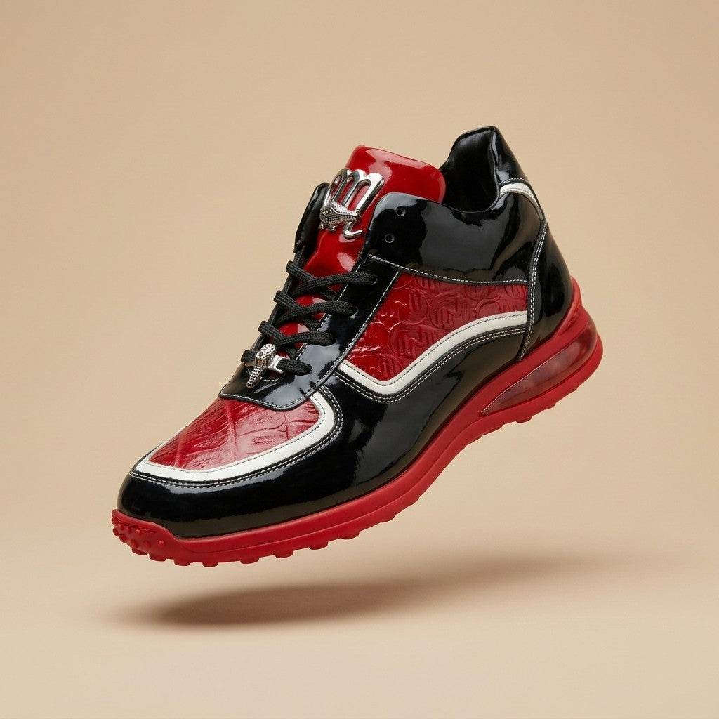 Mauri M797 Patent Leather & Crocodile High-Top Sneakers