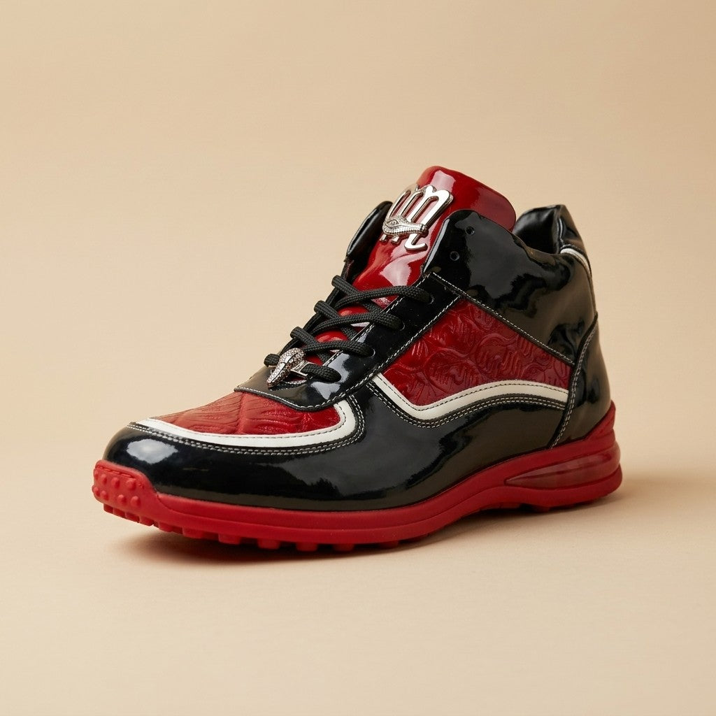 Mauri M797 Patent Leather & Crocodile High-Top Sneakers