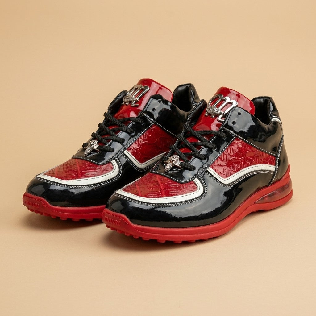 Mauri M797 Patent Leather & Crocodile High-Top Sneakers