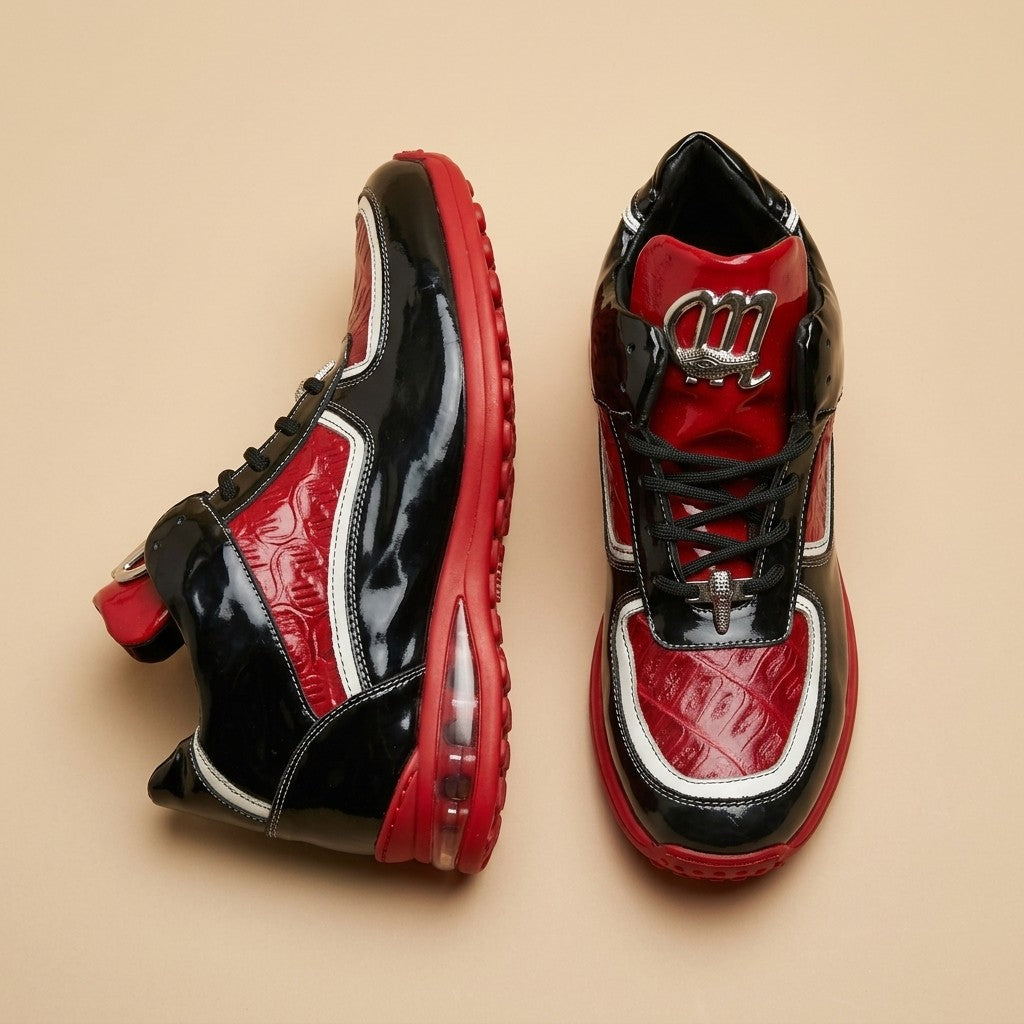 Mauri M797 Patent Leather & Crocodile High-Top Sneakers