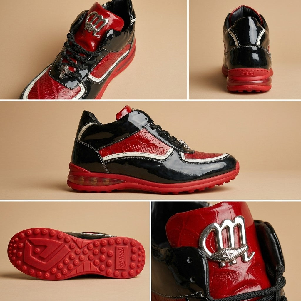 Mauri M797 Patent Leather & Crocodile High-Top Sneakers