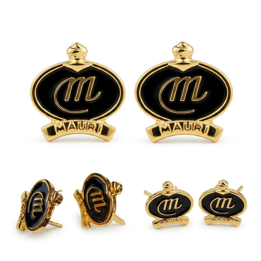Gold Mauri shoe accessories featuring stylish decorative elements for enhancing footwear appearance.