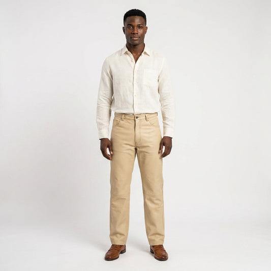 Missani 100% leather pants, last pair, stylish black trousers with fitted design and sleek finish.