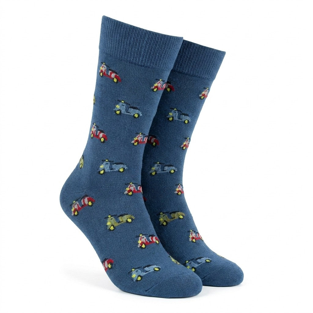 Blue men's Scooter socks by Cellini Uomo, made of soft cotton, featuring a stylish design suitable for casual wear.