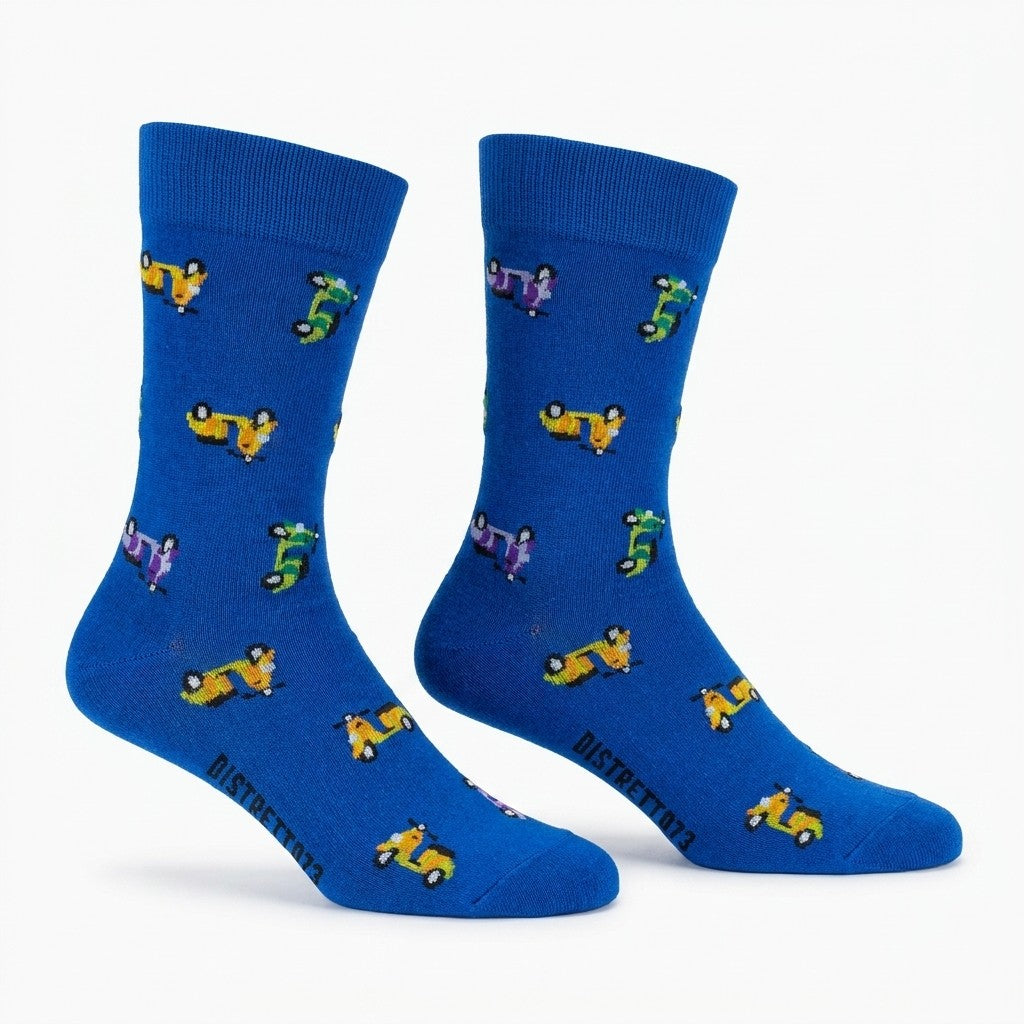 Royal blue men's scooter socks by Cellini Uomo, made from soft cotton with a stylish design for casual wear.