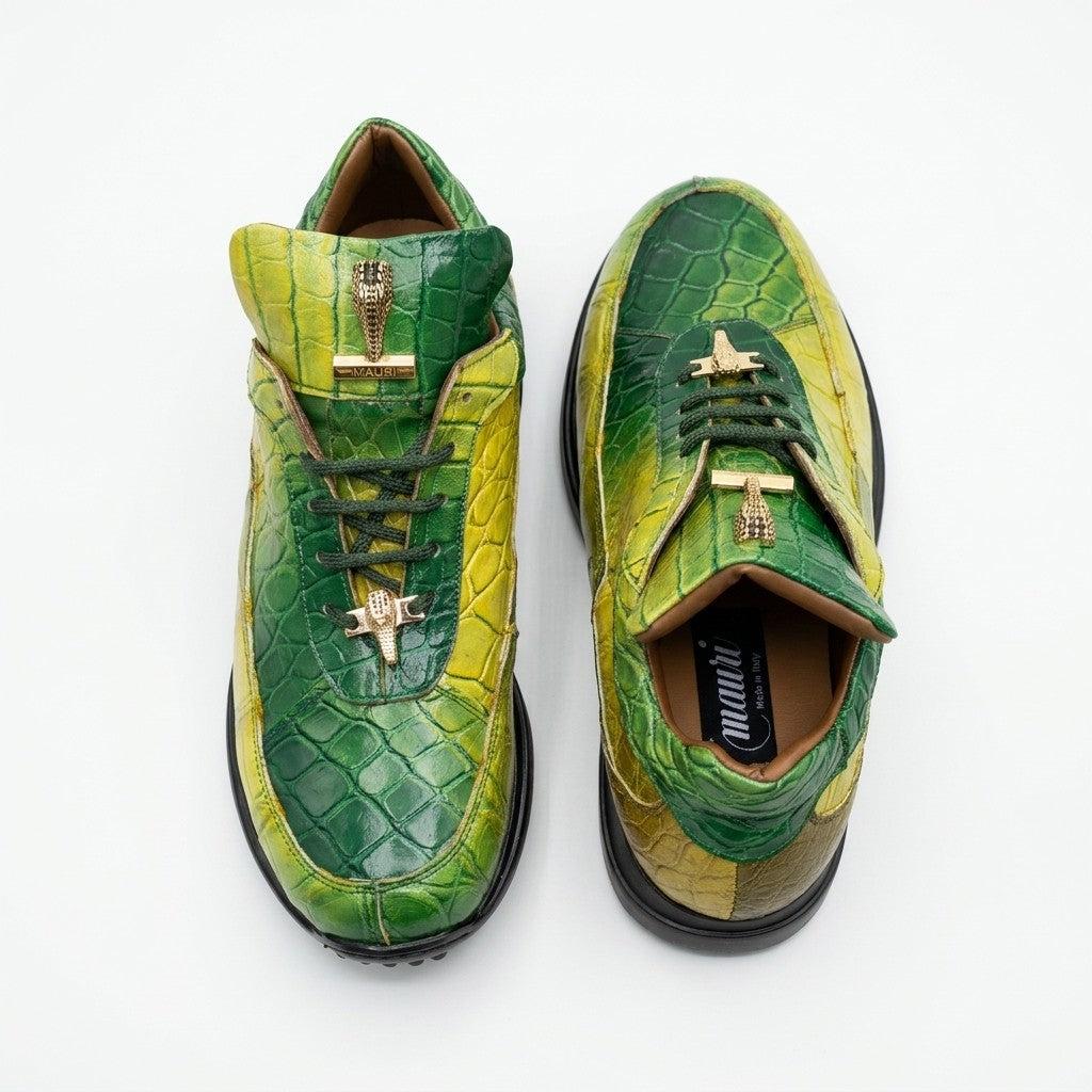 Mauri 8900 FC Multi Green 100% Authentic Alligator Skin Sneakers
