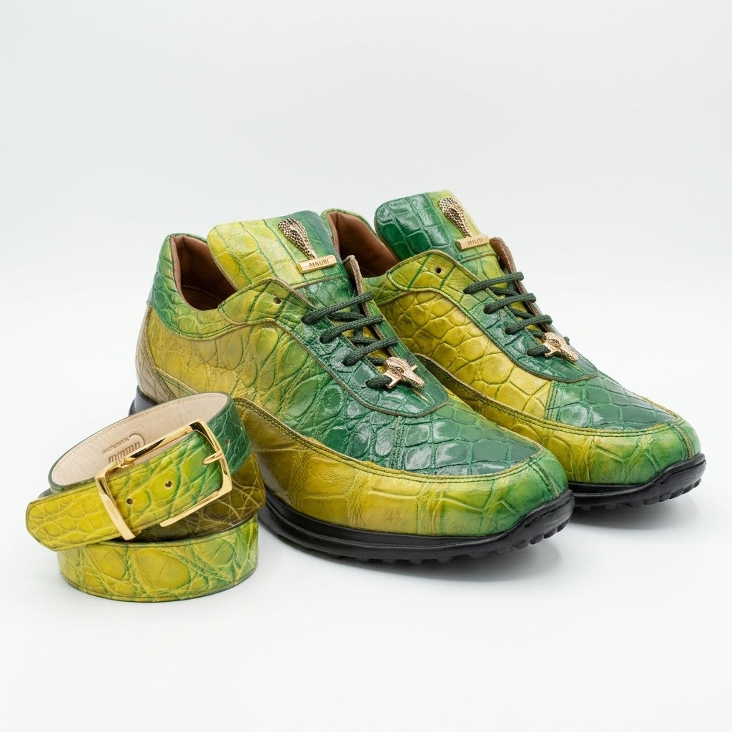 Mauri 8900 FC Multi Green 100% Authentic Alligator Skin Sneakers