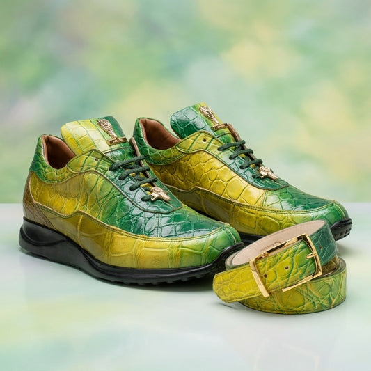Mauri 8900 FC Multi Green 100% Authentic Alligator Skin Sneakers