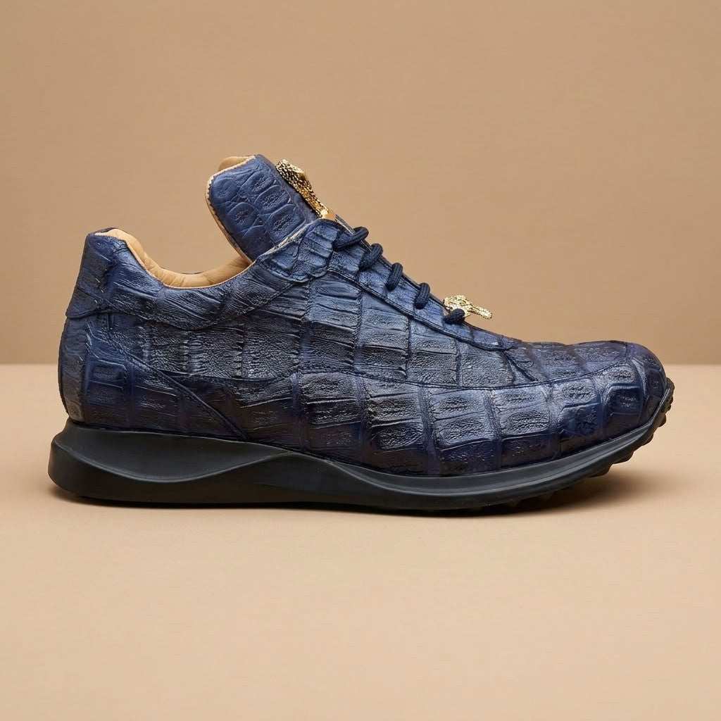 Mauri 8900 Caiman Fuscus sneakers in navy with textured leather upper and low-top design