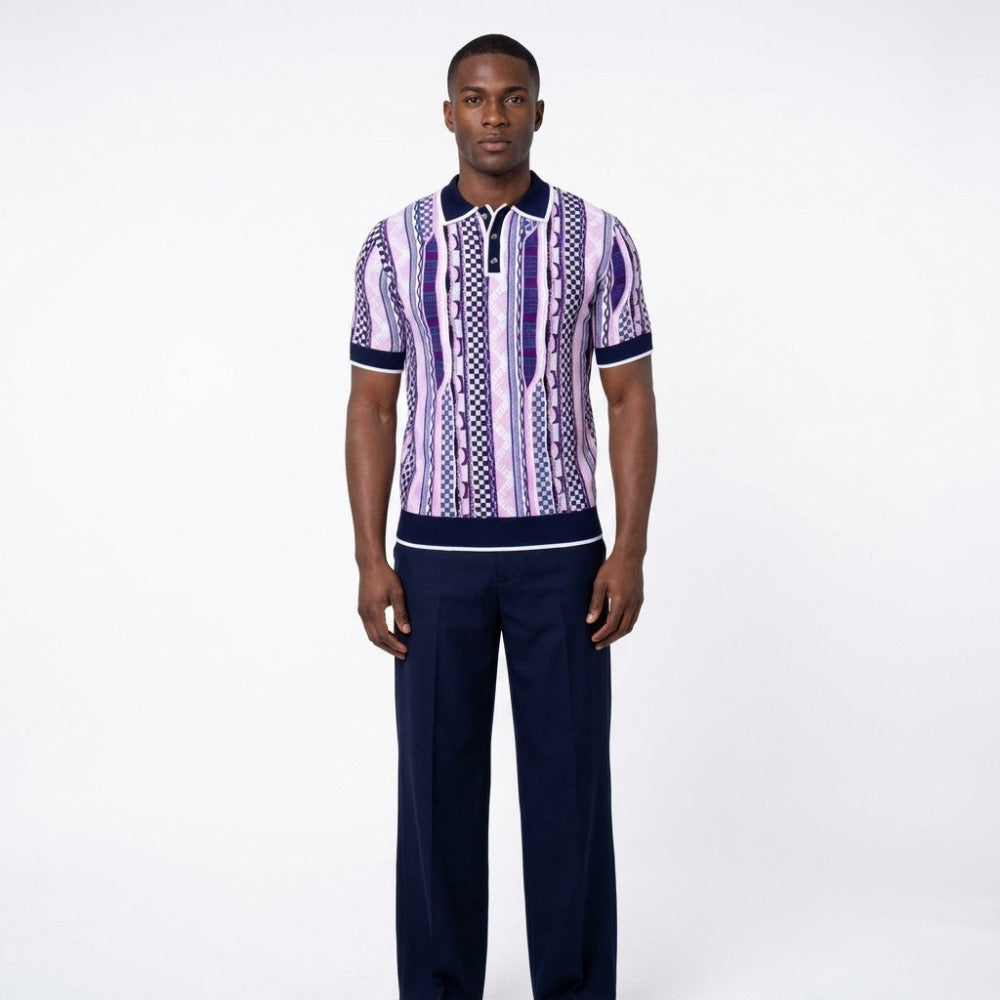 Prestige Knit Design Multi-Color Polo CMK 6041 - Cellini Uomo 