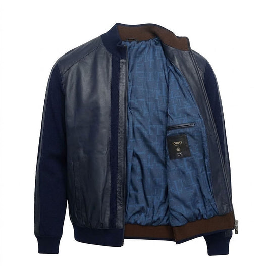 Torras 100% Leather and Zipped Knit Jacket L42H425