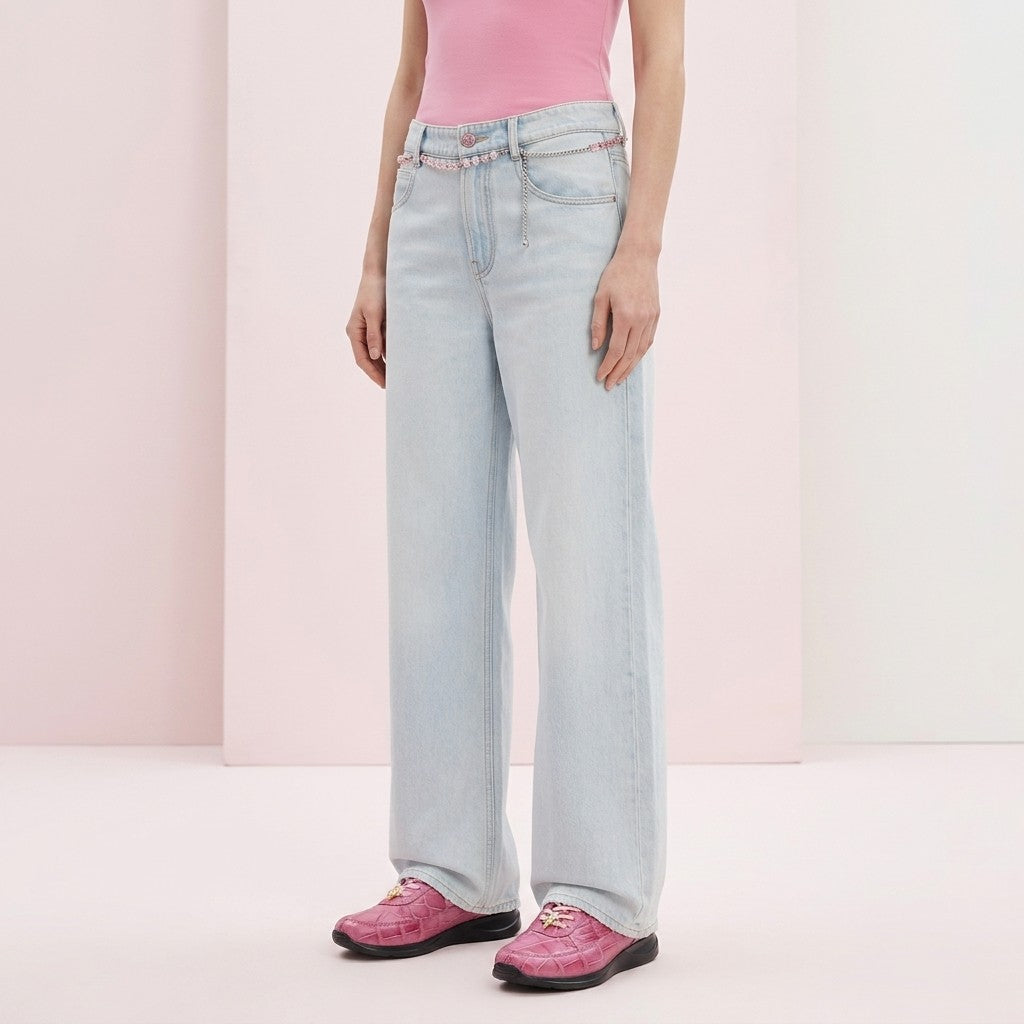 Mauri 8900 pink women's alligator leather sneakers, limited edition with stylish design and textured alligator pattern.