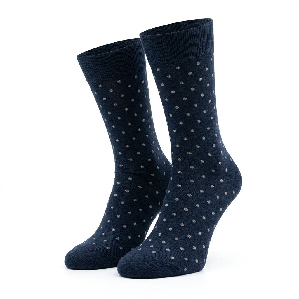 Cellini Uomo Distretto73 men's Filoscozia cotton polka dot socks with colorful dot pattern on soft fabric.