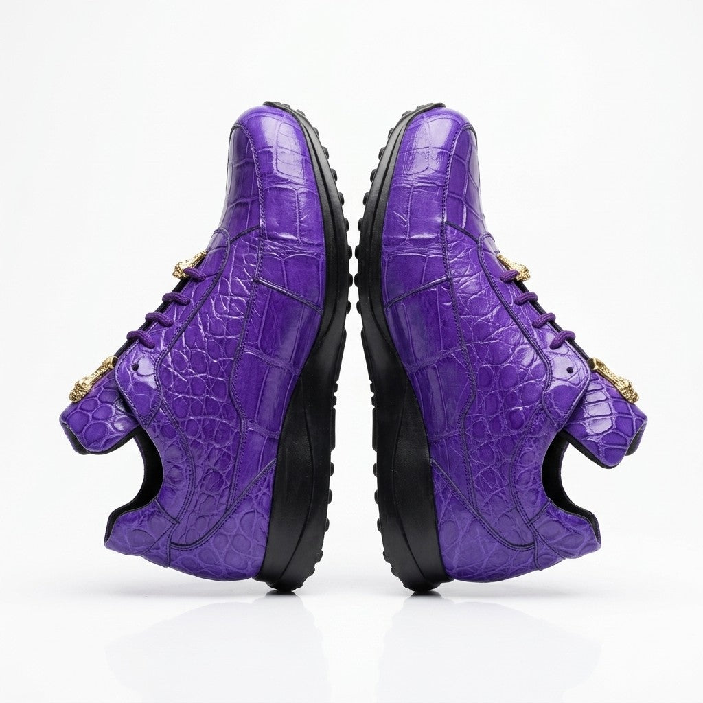 Purple Mauri 8900 Alligator Sneakers with textured alligator pattern and stylish design, perfect for casual wear.