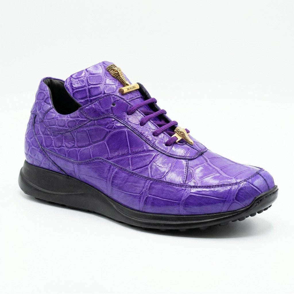 Purple Mauri 8900 Alligator sneakers with textured alligator pattern and stylish design, perfect for casual wear.