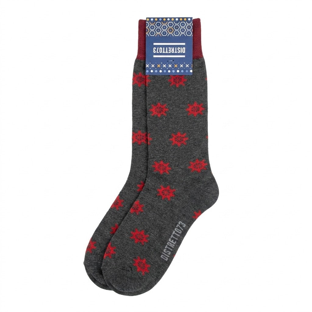 Red and grey Filoscozia cotton Seaport socks by Cellini Uomo, featuring stylish striped design and comfortable fit.