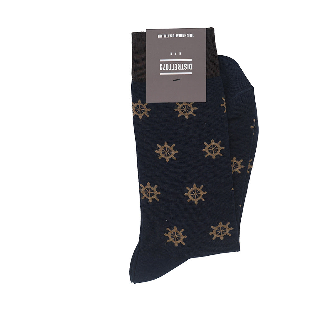 Cellini Uomo Distretto73 men's Filoscozia cotton Seaport socks in dark black, featuring a soft knit and stylish design.