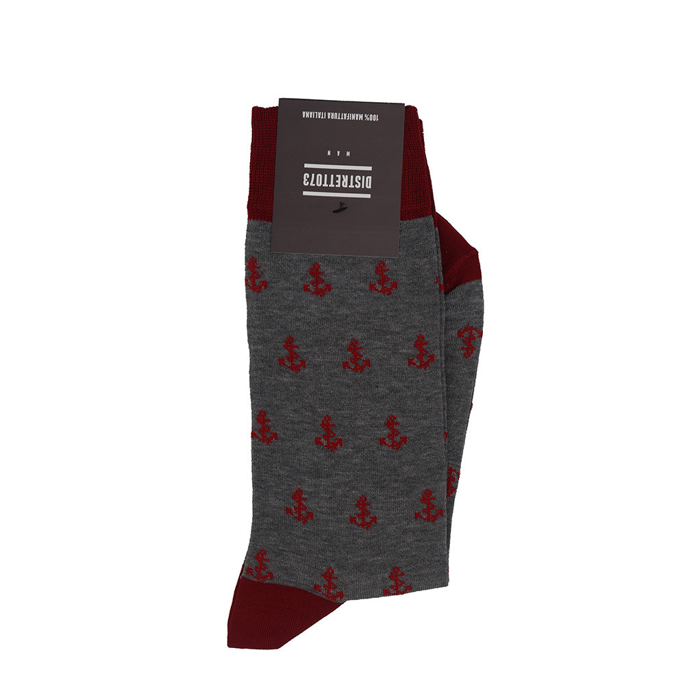 Cellini Uomo Distretto73 Men's Filoscozia Cotton Seaport Socks in grey, featuring a stylish nautical design and comfortable fit.
