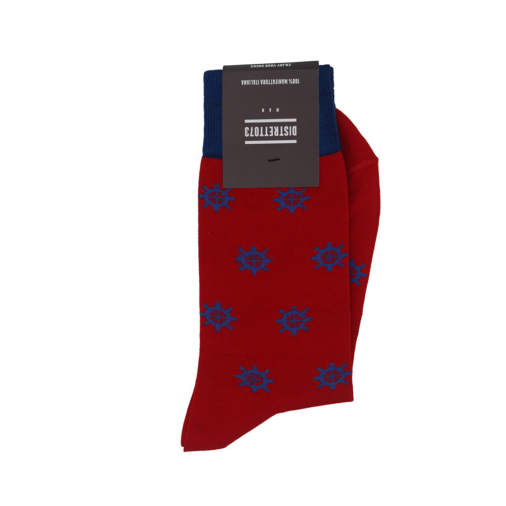 Red men's Filoscozia cotton Seaport socks by Cellini Uomo, featuring a stylish nautical-inspired design.