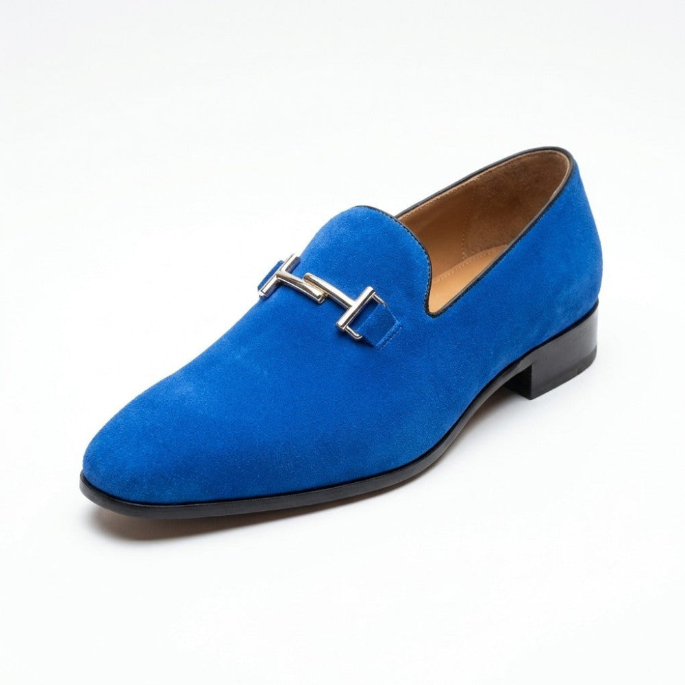 Sheriff Collection 2002 suede loafer in blue, featuring a classic slip-on design and comfortable fit.
