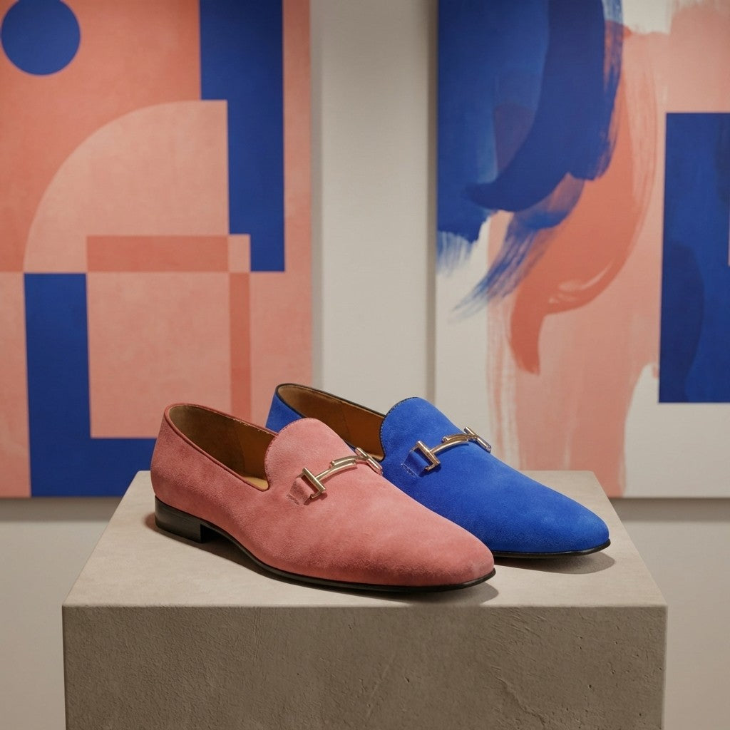 Sheriff Collection 25101 2002 suede loafer in blue, showcasing its classic slip-on design and smooth suede finish.