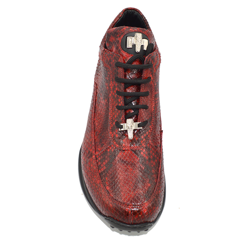 8900P Genuine Python Casuals Red with Silver Buckles