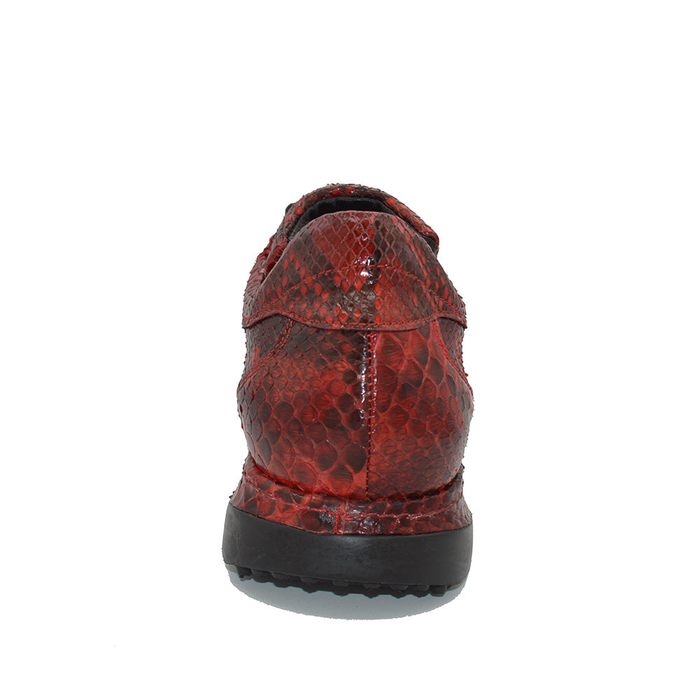 8900P Genuine Python Casuals Red with Silver Buckles